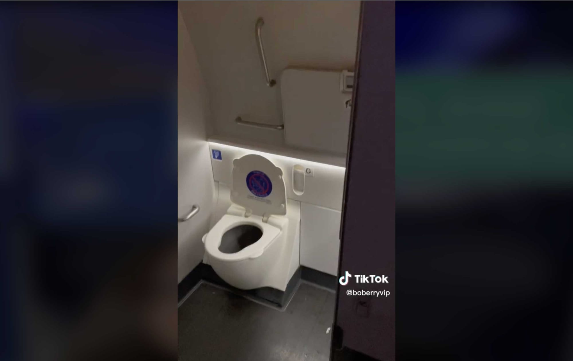 Larger accessible lavatory on United Airlines Boeing 777.