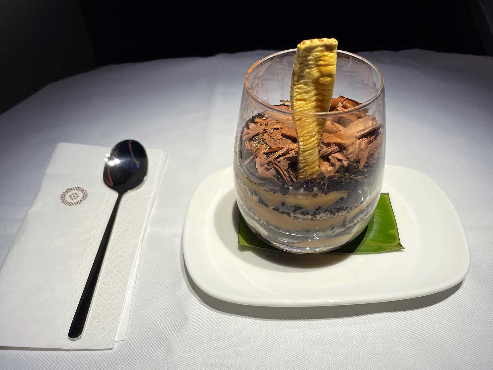 Dessert sundae served in a cocktail glass.