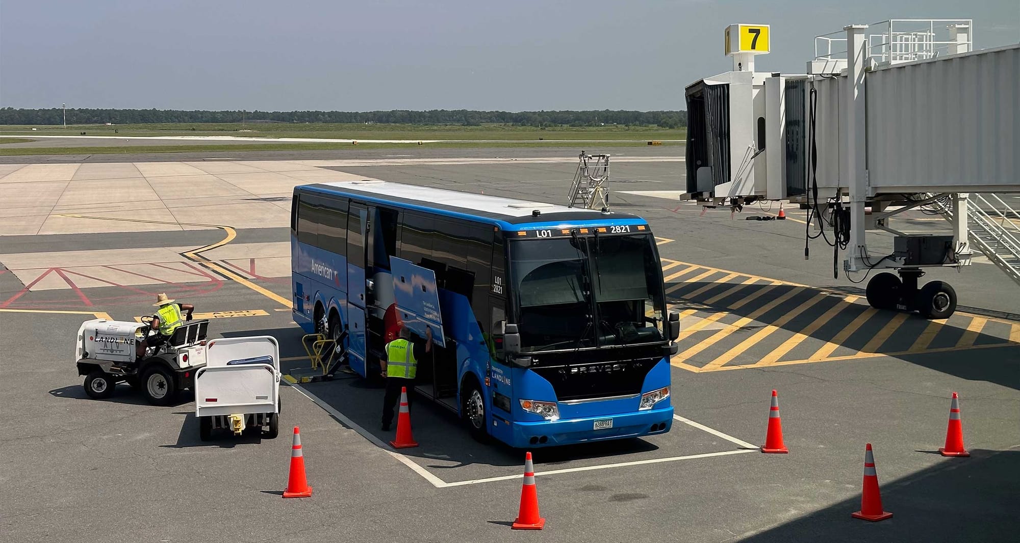 American Airlines Landline bus at Atlantic City Airport gate number 7.