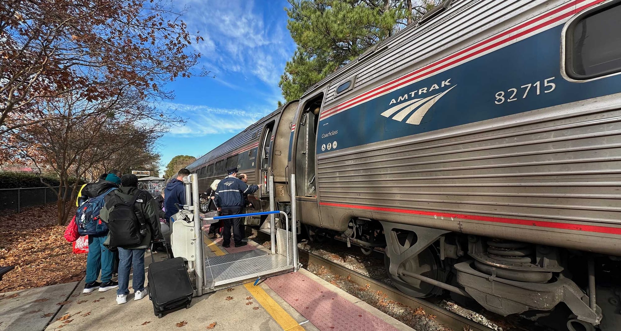 Amtrak train at North Carolina station.