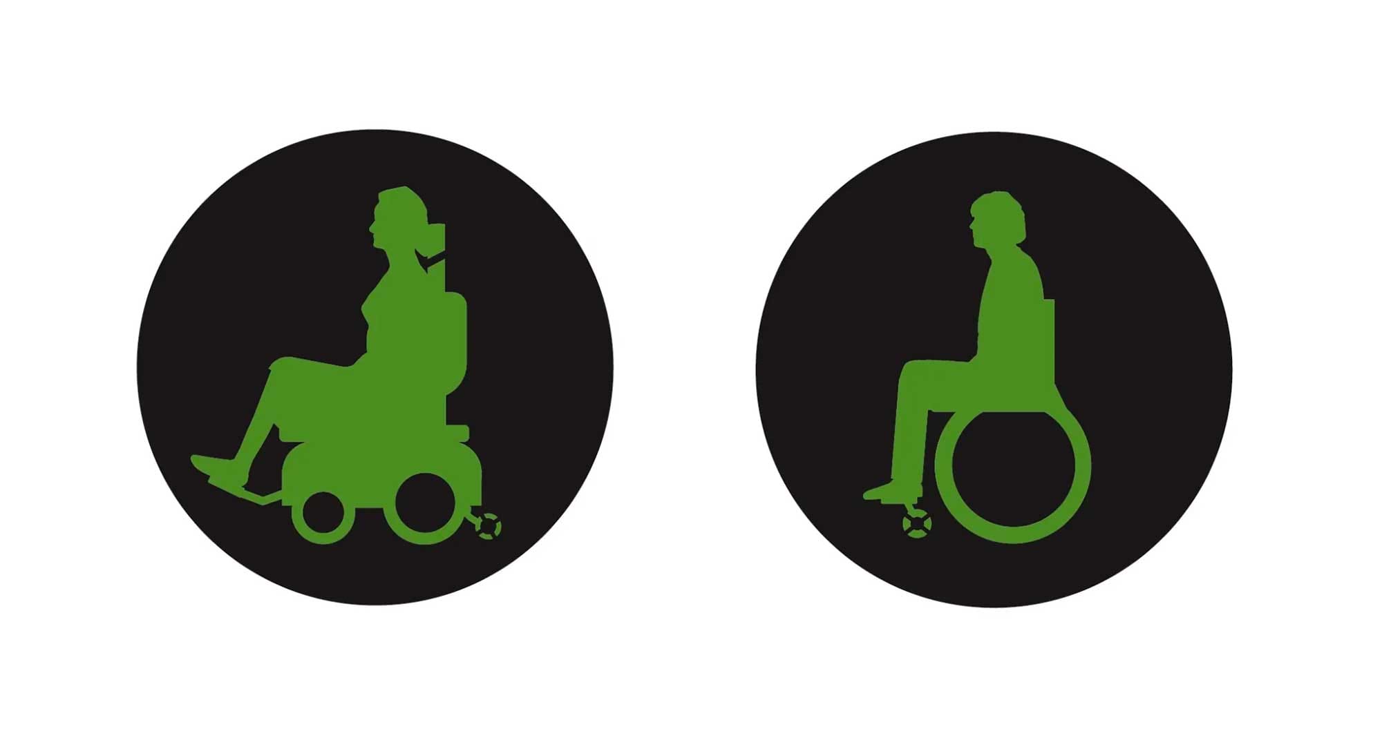 Artwork for two wheelchair icons used on crosswalk signals.