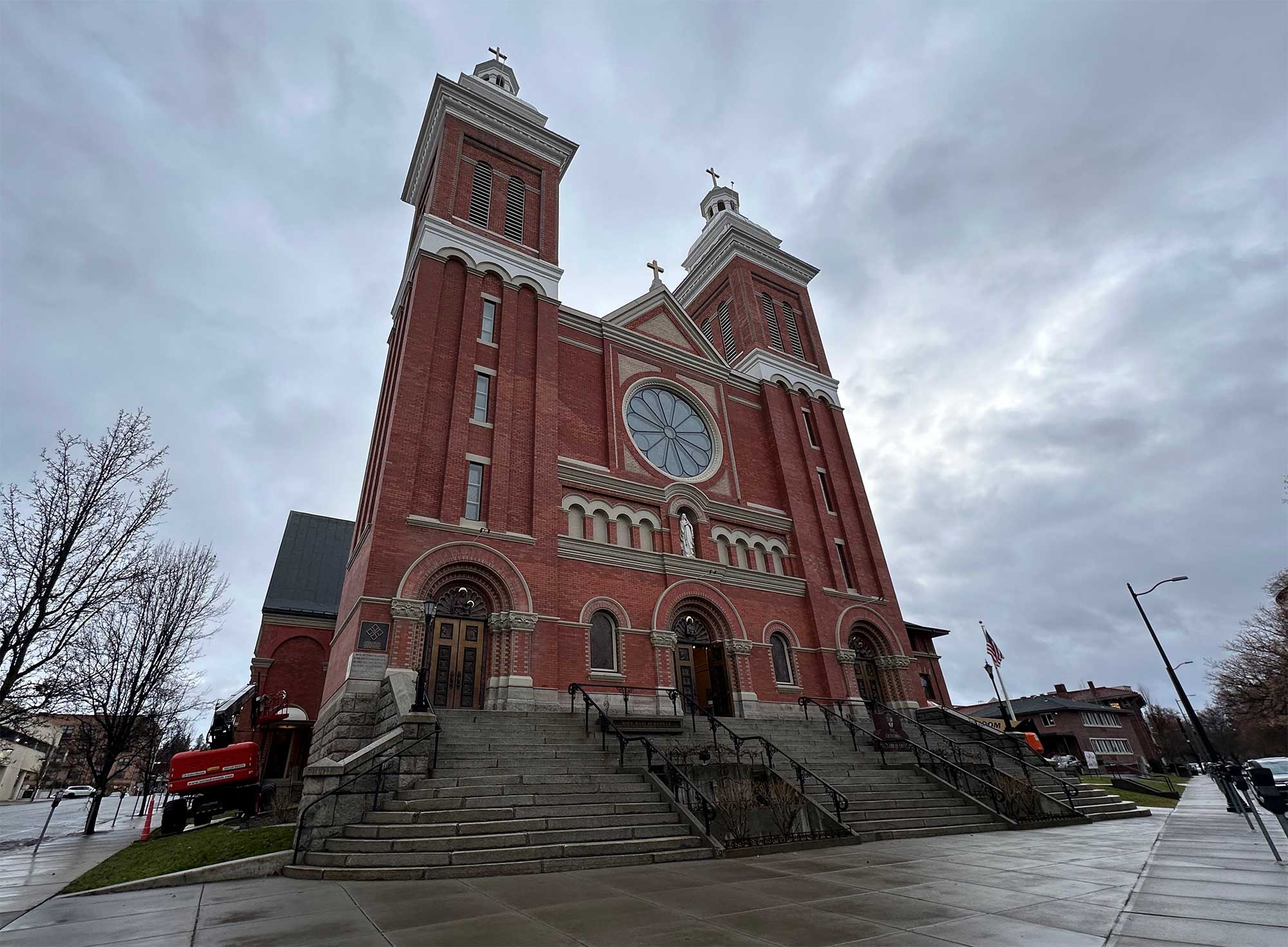 Front facade of Catholic cathedral.