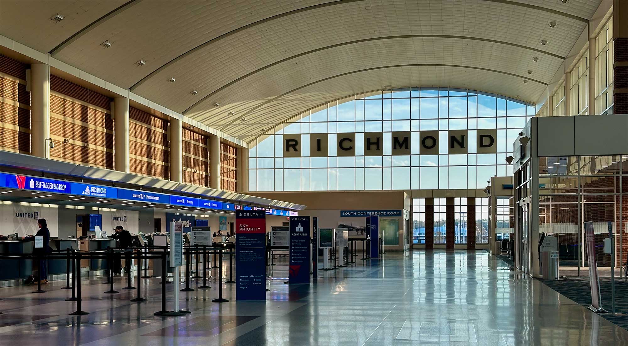 Check-in desks at Richmond Airport.