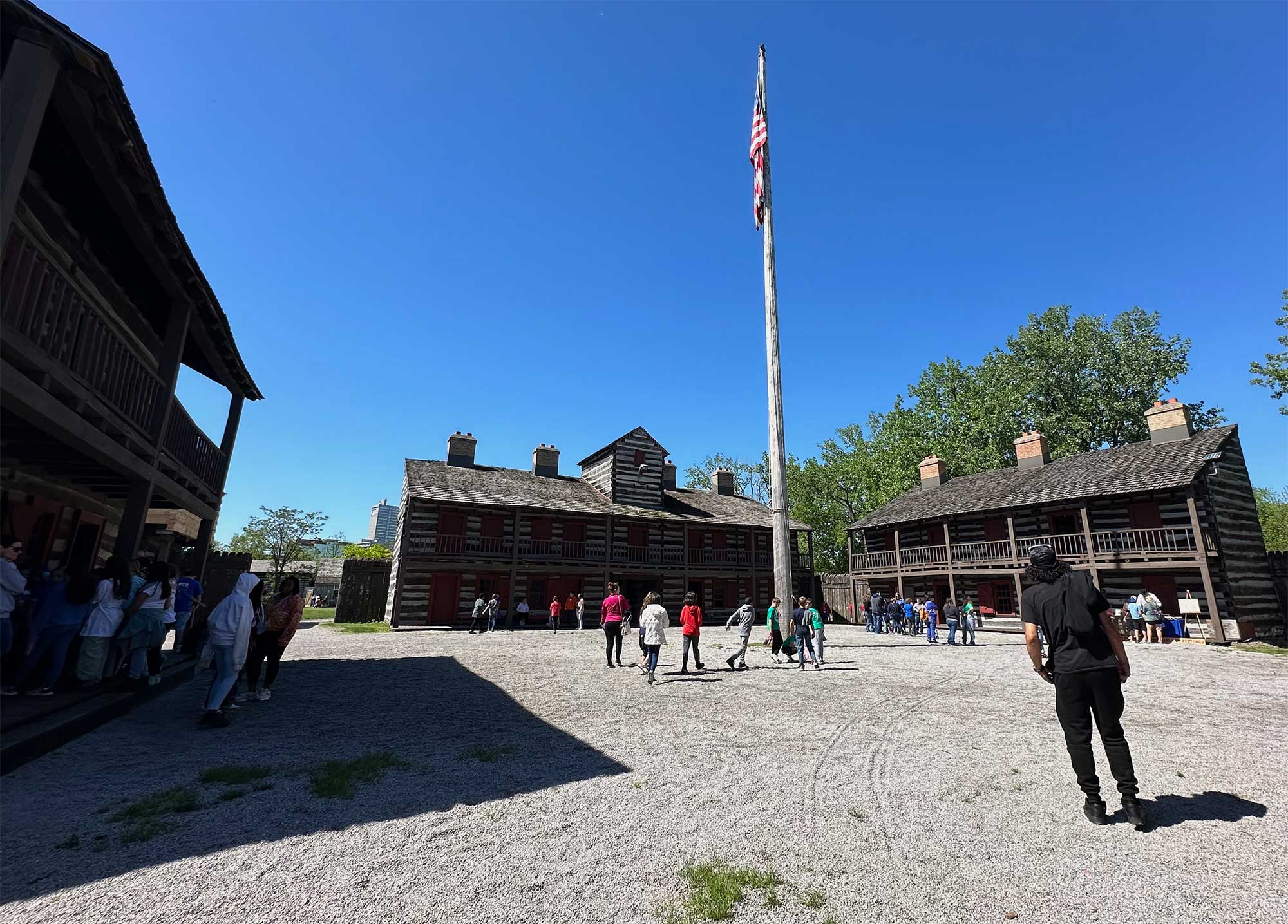 Gravel courtyard of historic fort.