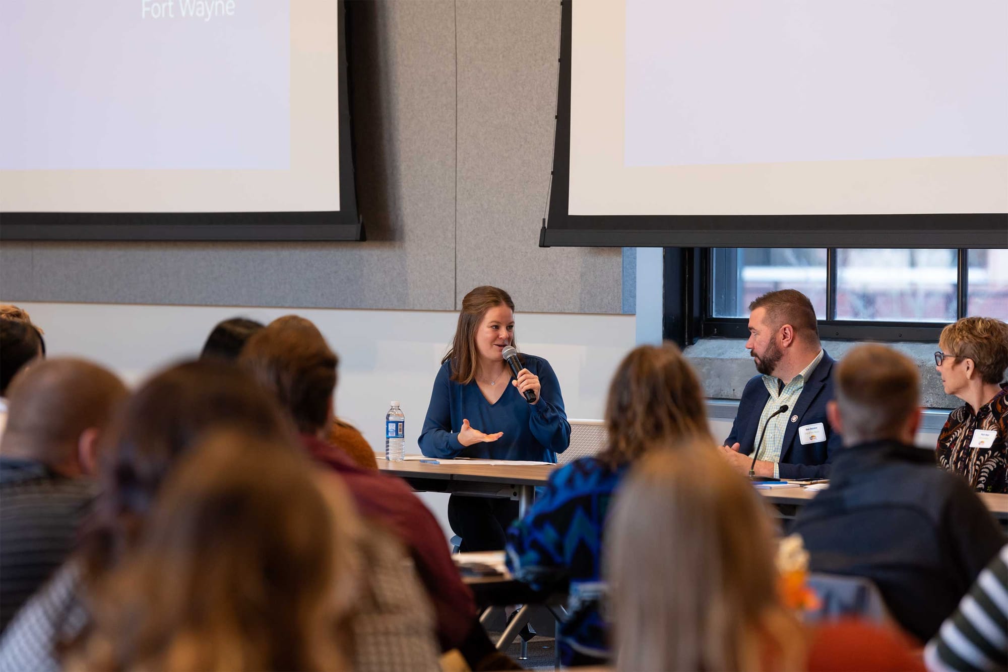 Jessa Campbell speaks on a tourism panel.